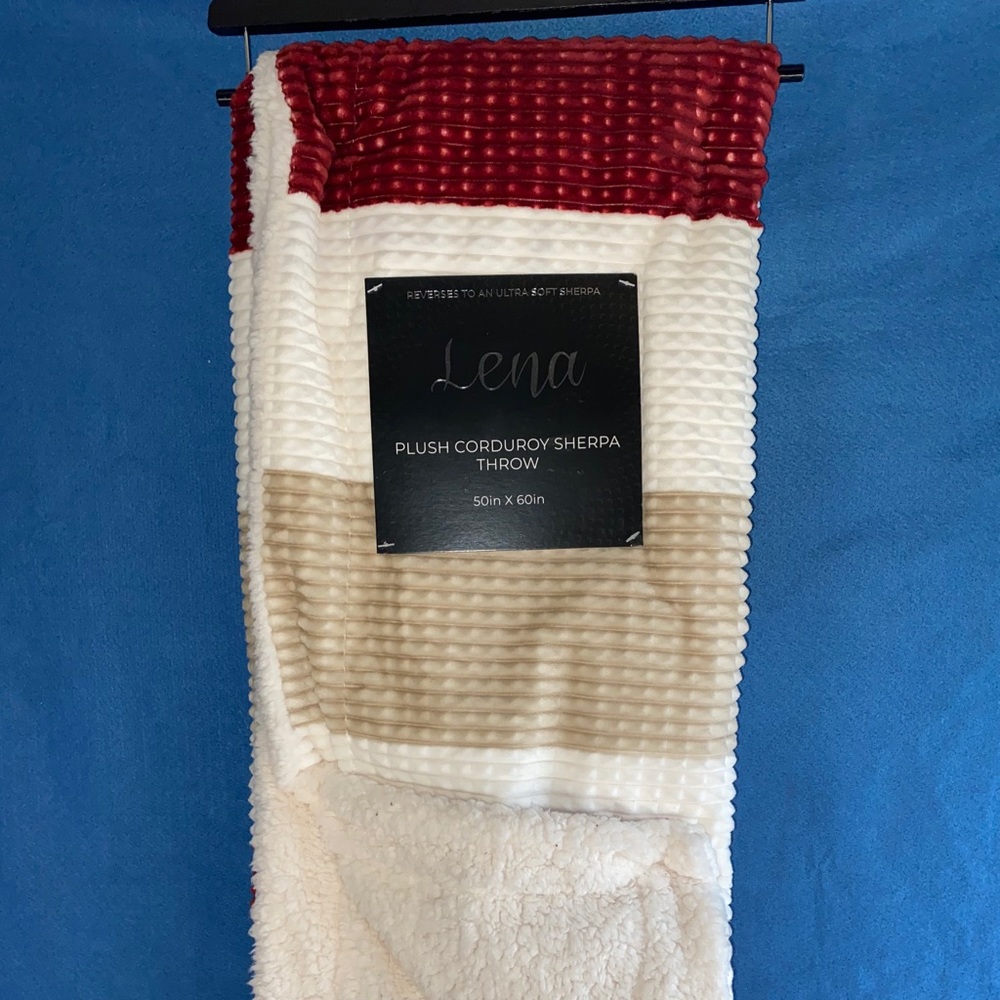 LENA PLUSH CORDUROY SHERPA THROW